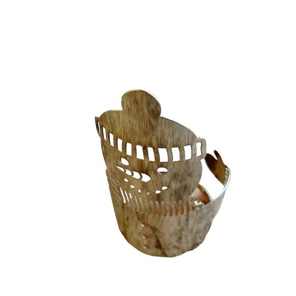 Bath & Body Works Slatkin Snowman Tall Chrome Silver Metal 3-Wick Candle Holder - Picture 2 of 6